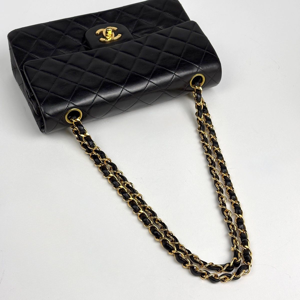 Chanel Quilted Double Flap Chain Shoulder Bag CC Logo Leather Black — view 7
