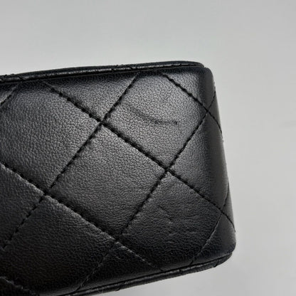 Chanel Quilted Double Flap Chain Shoulder Bag CC Logo Leather Black — view 3