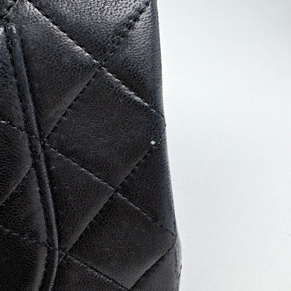 Chanel Quilted Double Flap Chain Shoulder Bag CC Logo Leather Black — view 6