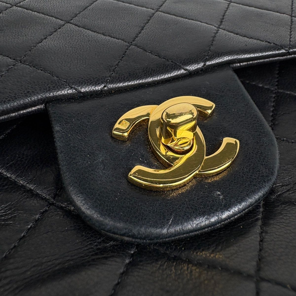 Chanel Quilted Double Flap Chain Shoulder Bag CC Logo Leather Black — view 5