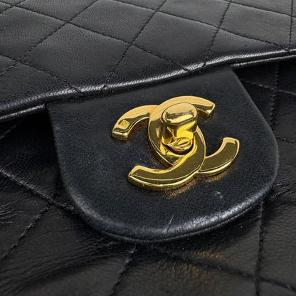Chanel Quilted Double Flap Chain Shoulder Bag CC Logo Leather Black — view 5