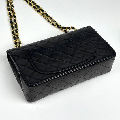 Chanel Quilted Double Flap Chain Shoulder Bag CC Logo Leather Black — view 2
