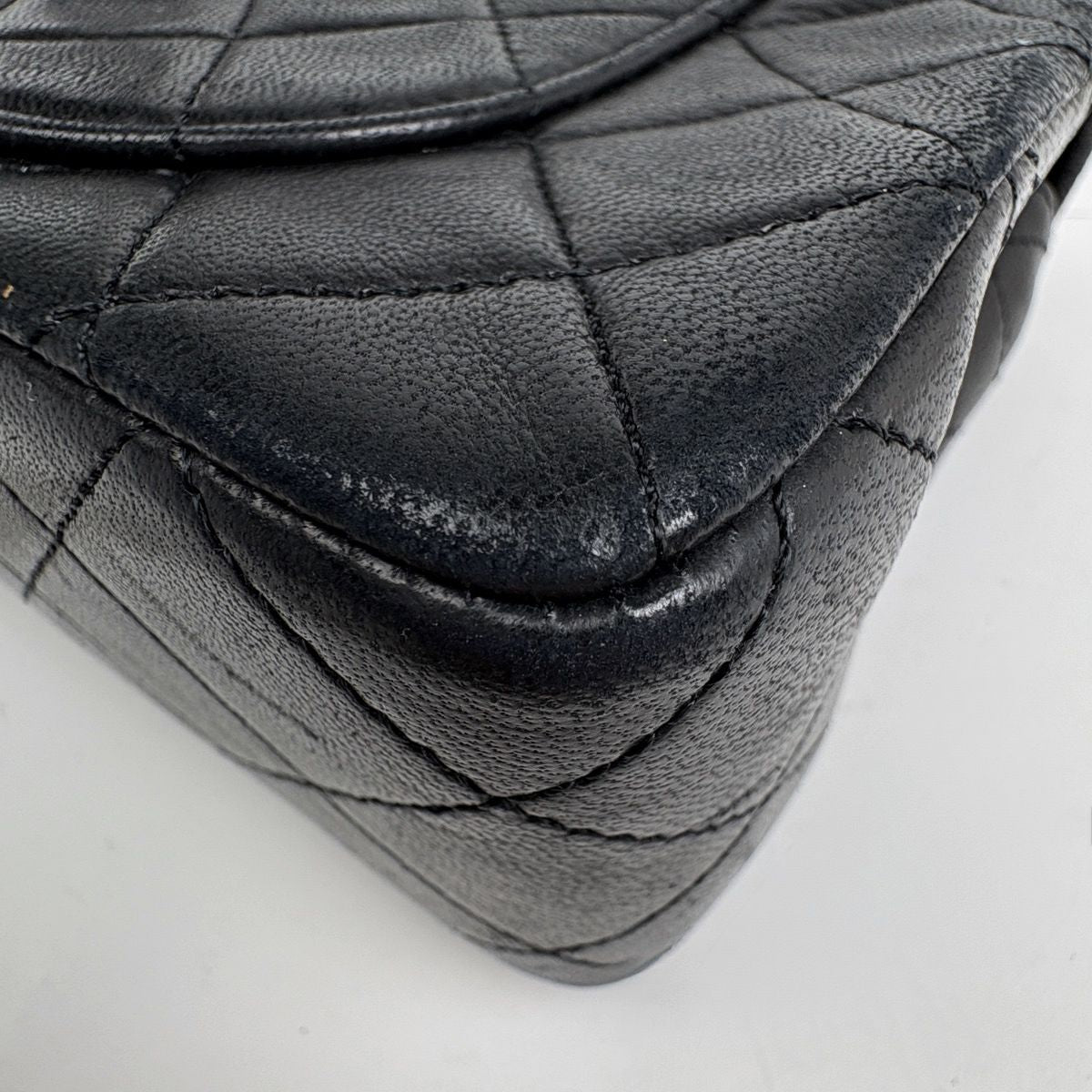 Chanel Quilted Double Flap Chain Shoulder Bag CC Logo Leather Black — view 4