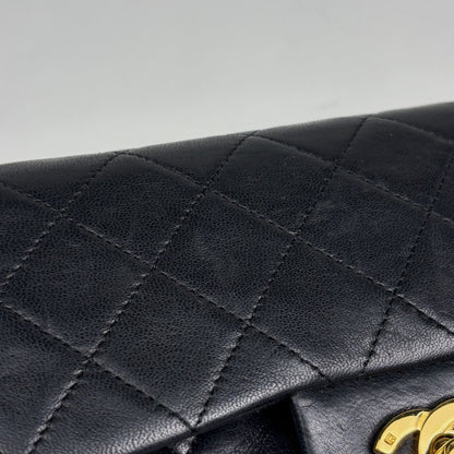 Chanel Quilted Double Flap Chain Shoulder Bag CC Logo Leather Black — view 7