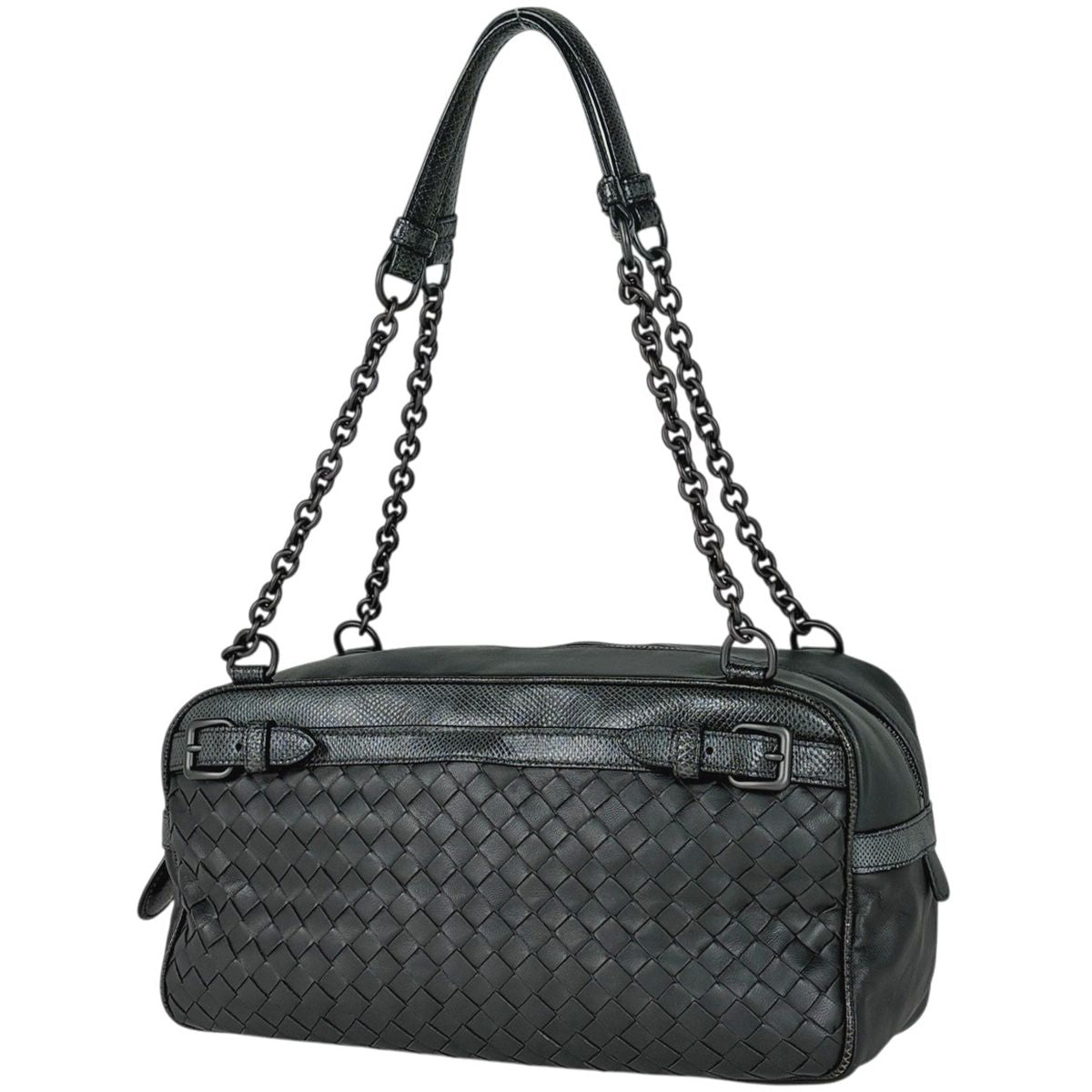 Bottega Veneta Intrecciato Chain Tote Bag Leather Dark Green