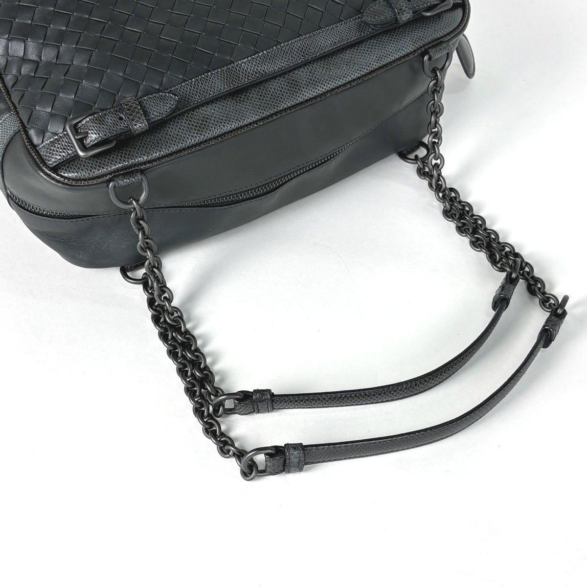 Bottega Veneta Intrecciato Chain Tote Bag Leather Dark Green — view 6