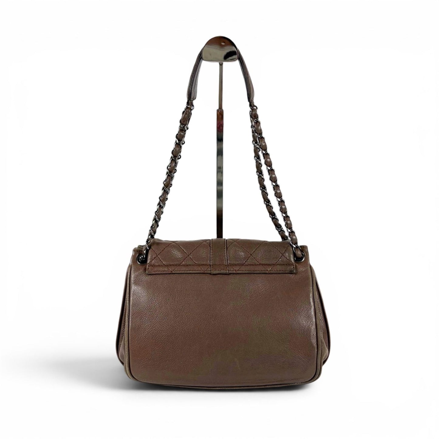 Chanel 2.55 Chain Shoulder Bag Caviar Leather Mademoiselle Lock Quilted Brown — view 3