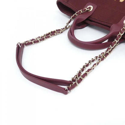 Chanel Deauville Line Burgundy Gold Tote Bag — view 4