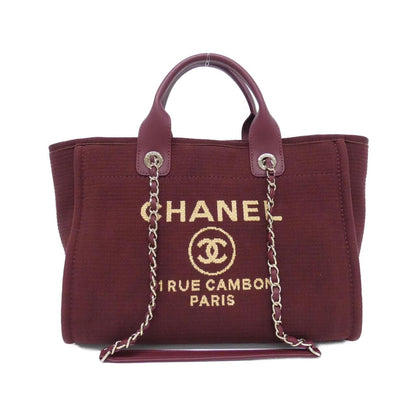 Chanel Deauville Line Burgundy Gold Tote Bag