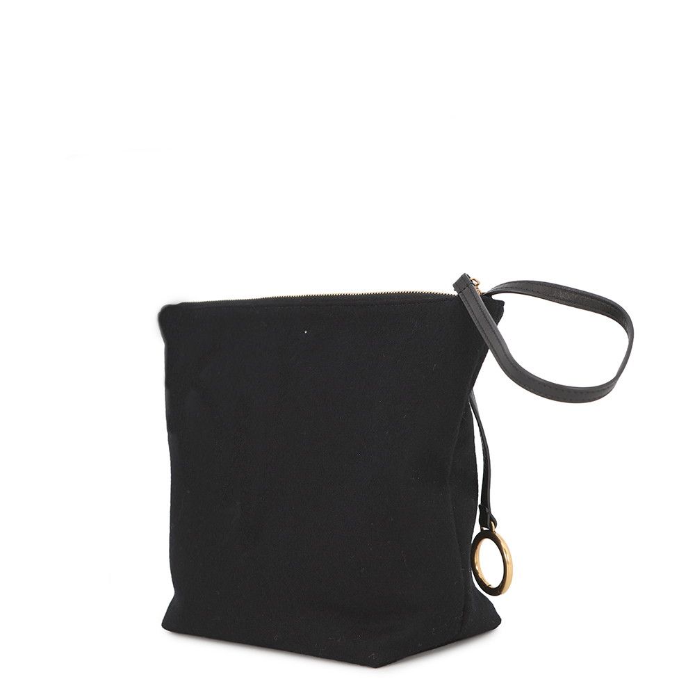 Saint Laurent Paris Pouch Rive Gauche Embroidered Wool Black — view 2