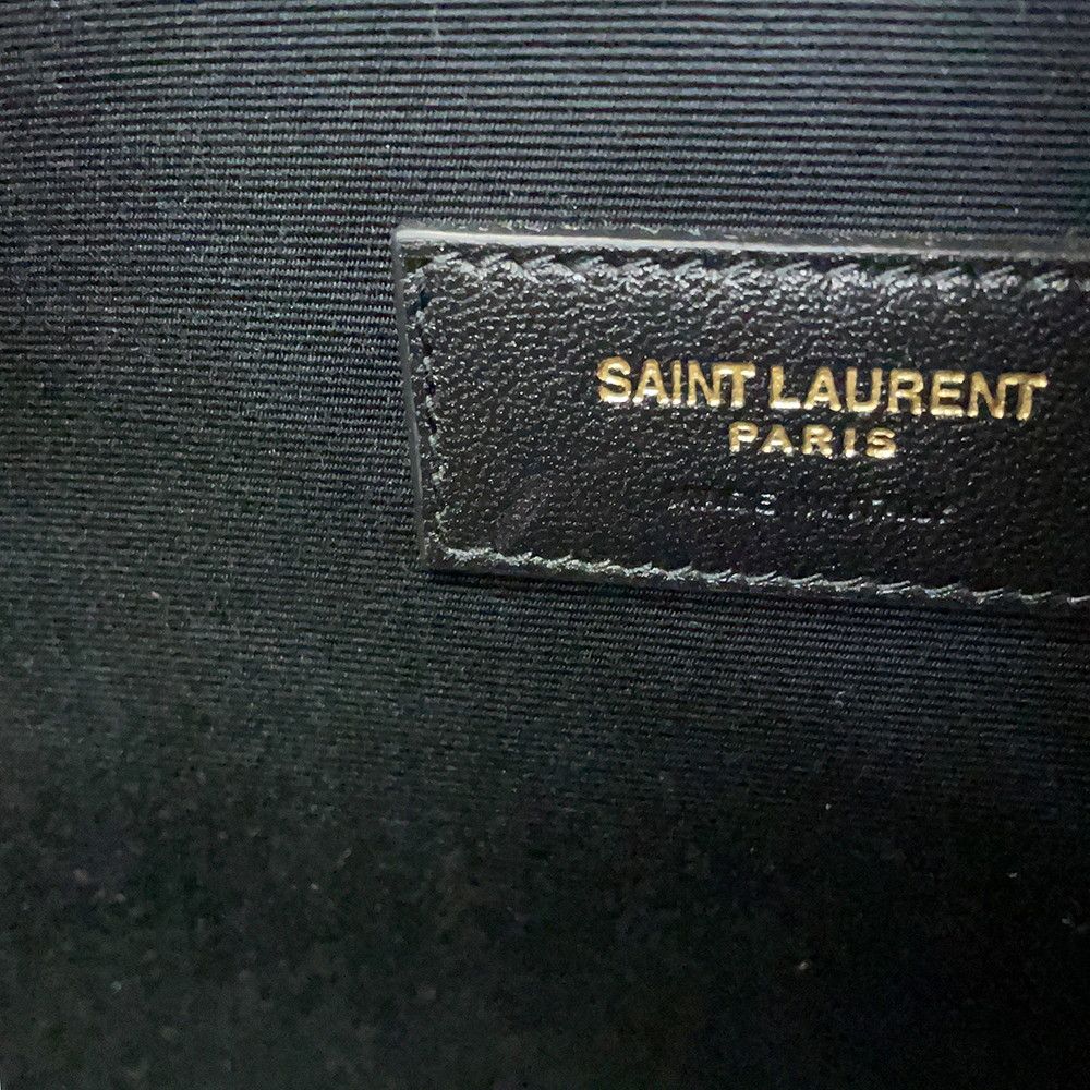Saint Laurent Paris Pouch Rive Gauche Embroidered Wool Black — view 6