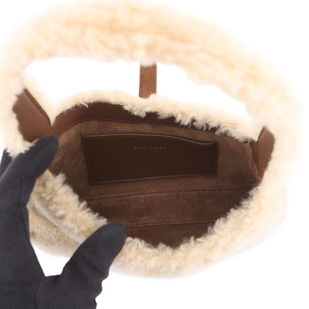 Saint Laurent Paris Handbag Le 5 A 7 Mini Hobo Shearling Leather — view 5