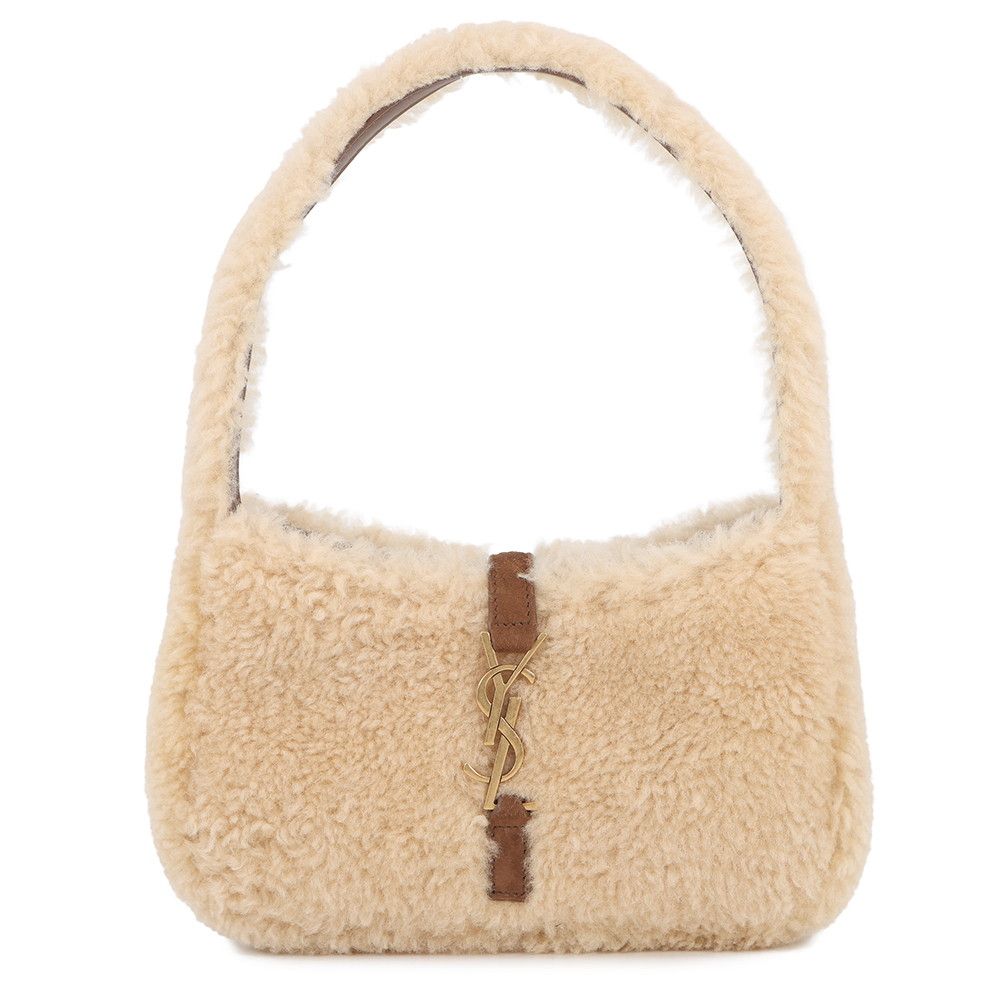 Saint Laurent Paris Handbag Le 5 A 7 Mini Hobo Shearling Leather