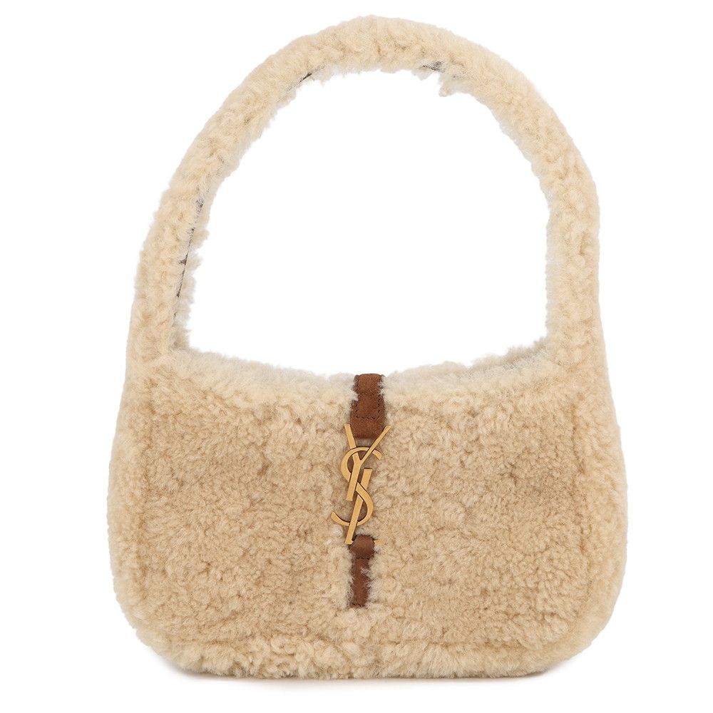 Saint Laurent Paris Handbag le 5 A 7 Mini Hobo Shearling Leather