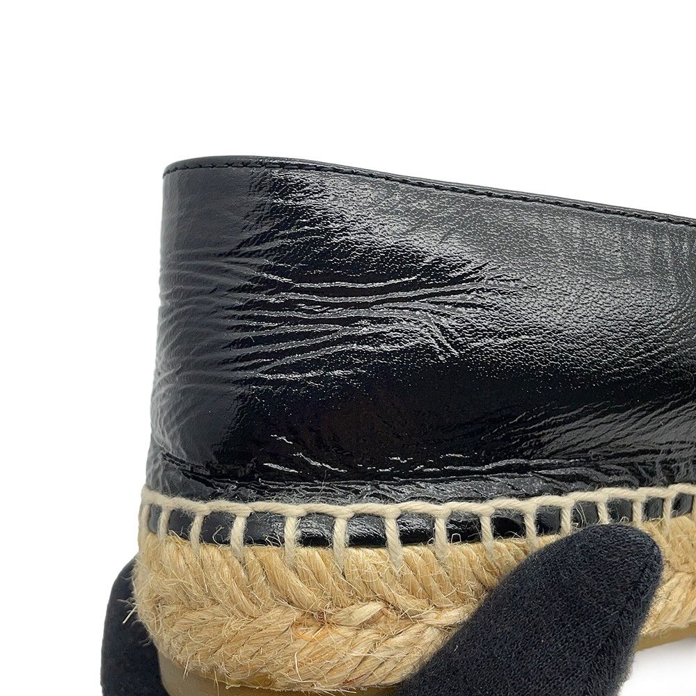 Chanel Espadrilles CC Logo Flat Shoes Patent Leather Slip On Black 37 — view 7