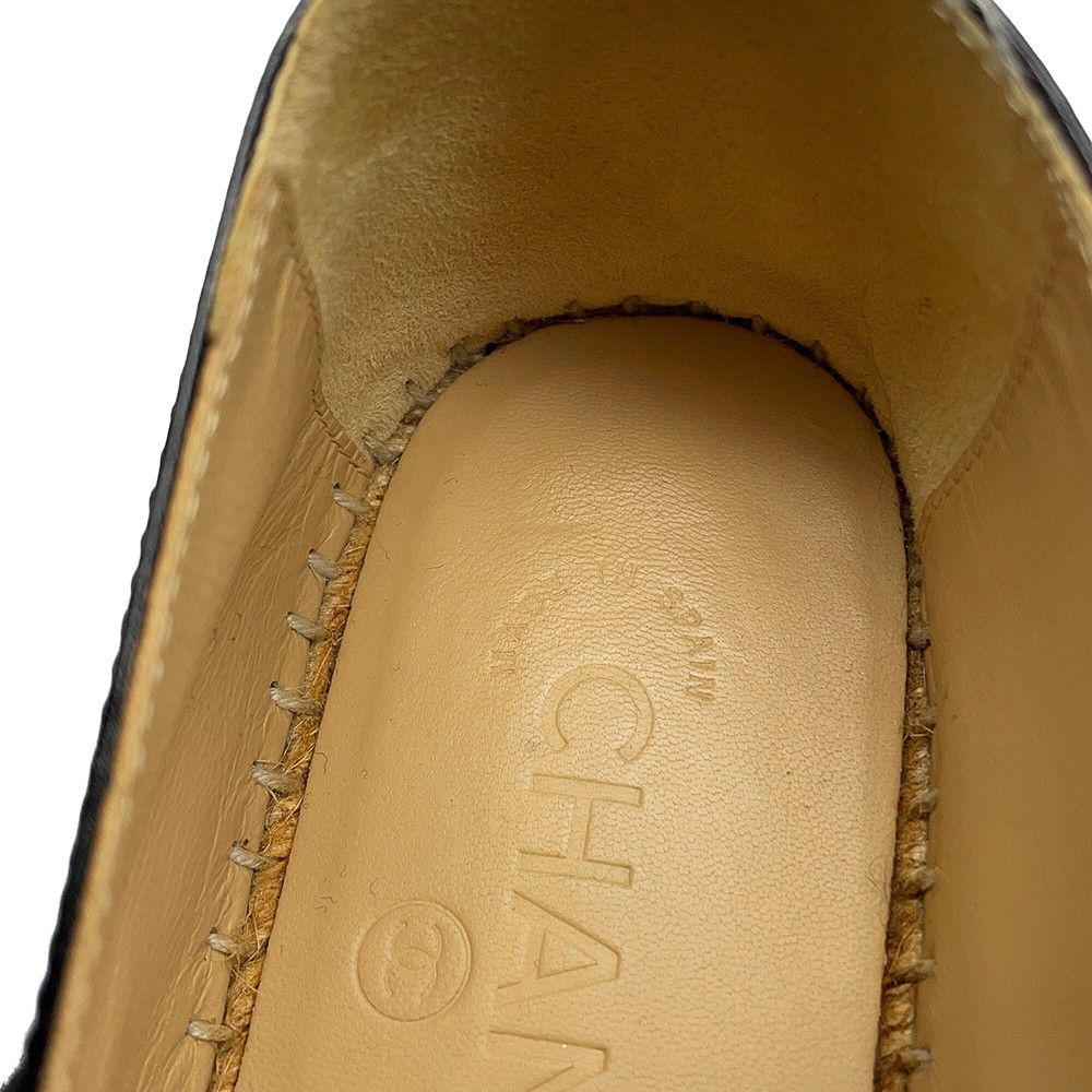 Chanel Espadrilles CC Logo Flat Shoes Patent Leather Slip On Black 37 — view 8