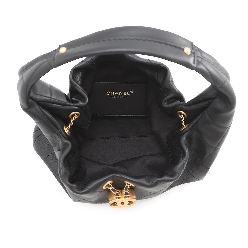 Chanel Handbag Quilted CC Logo Hobo Calfskin Black — view 5