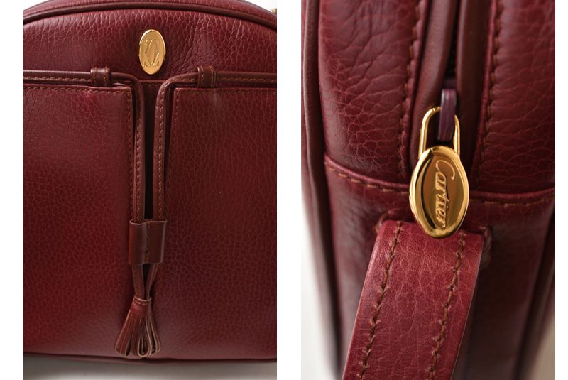 Cartier Shoulder Bag Crossbody Must de Cartier Vintage Leather Bordeaux — view 3
