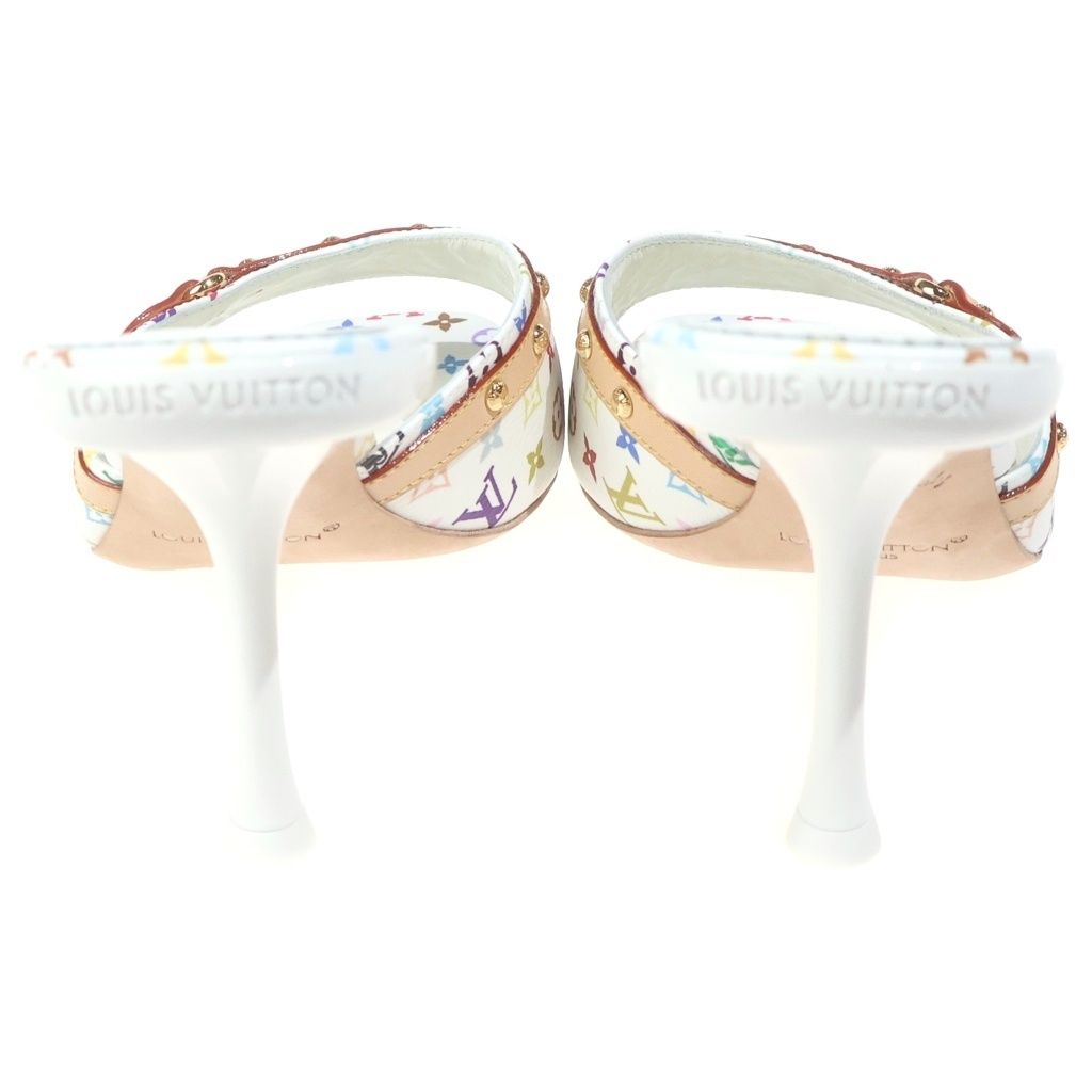 Louis Vuitton LV Takashi Murakami 6 AM Monogram Pin Heels Mules White Multicolor — view 3