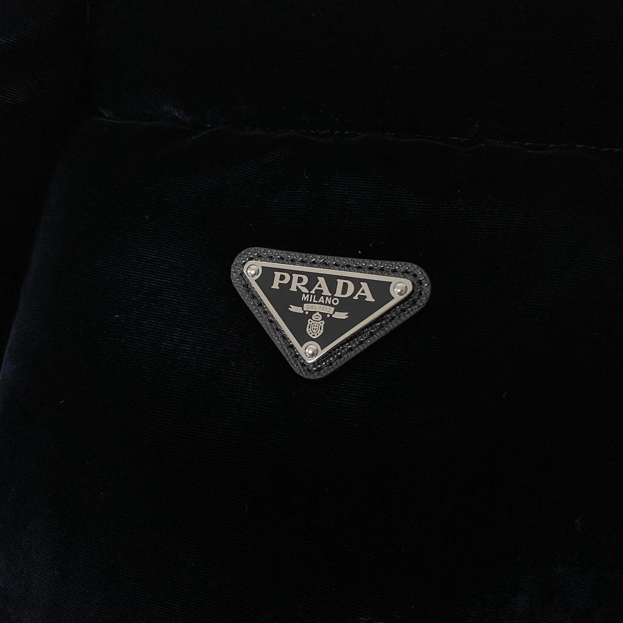 Prada Velvet Velour Cropped Down Jacket 36 Navy — view 8