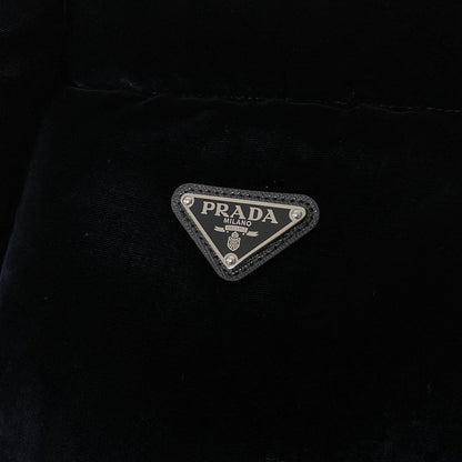 Prada Velvet Velour Cropped Down Jacket 36 Navy — view 8