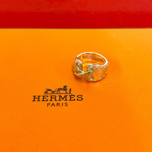 Hermes Mexico Ring 925 Sterling Silver Gold