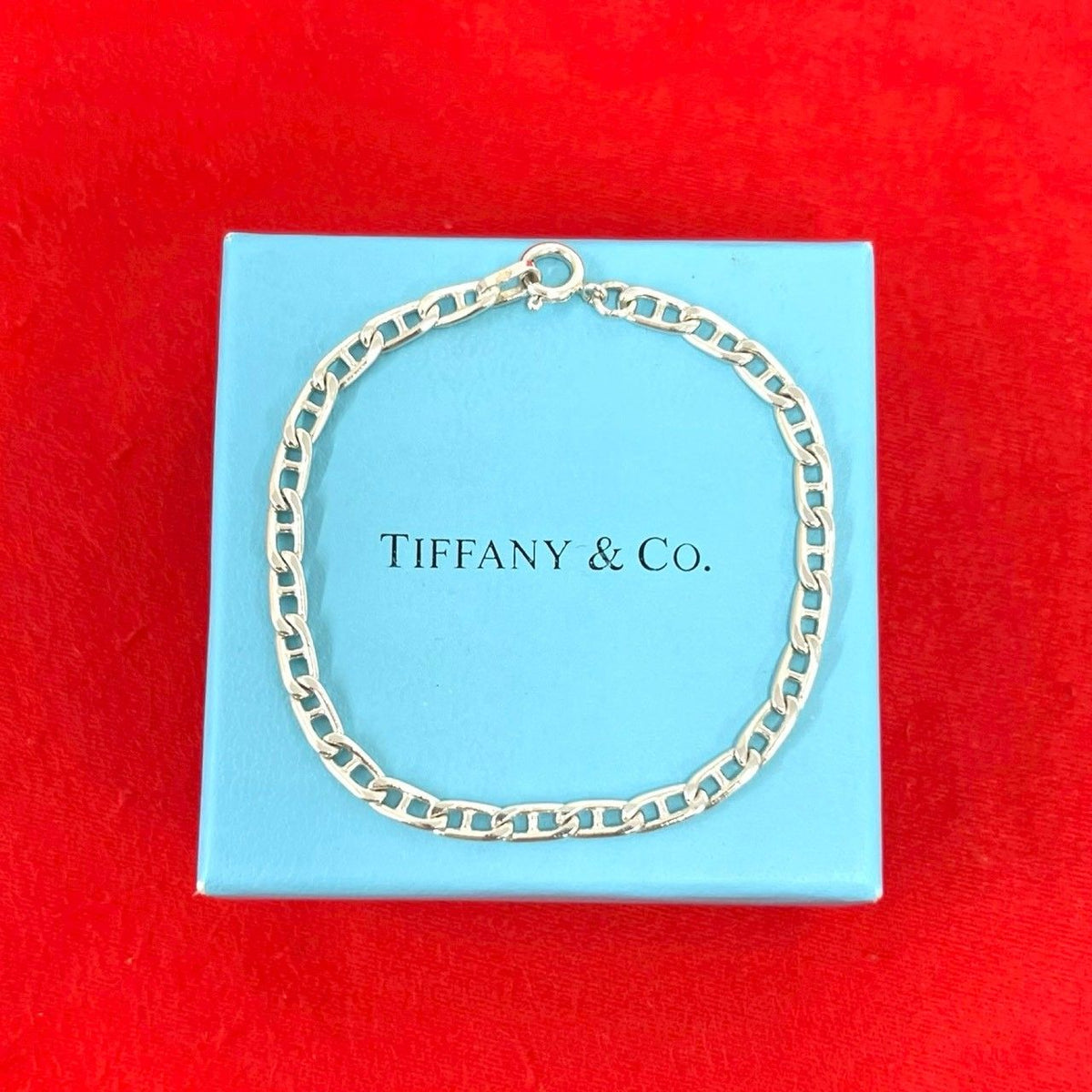 Tiffany & Co Vintage Anchor Chain Bracelet 925 Sterling Silver
