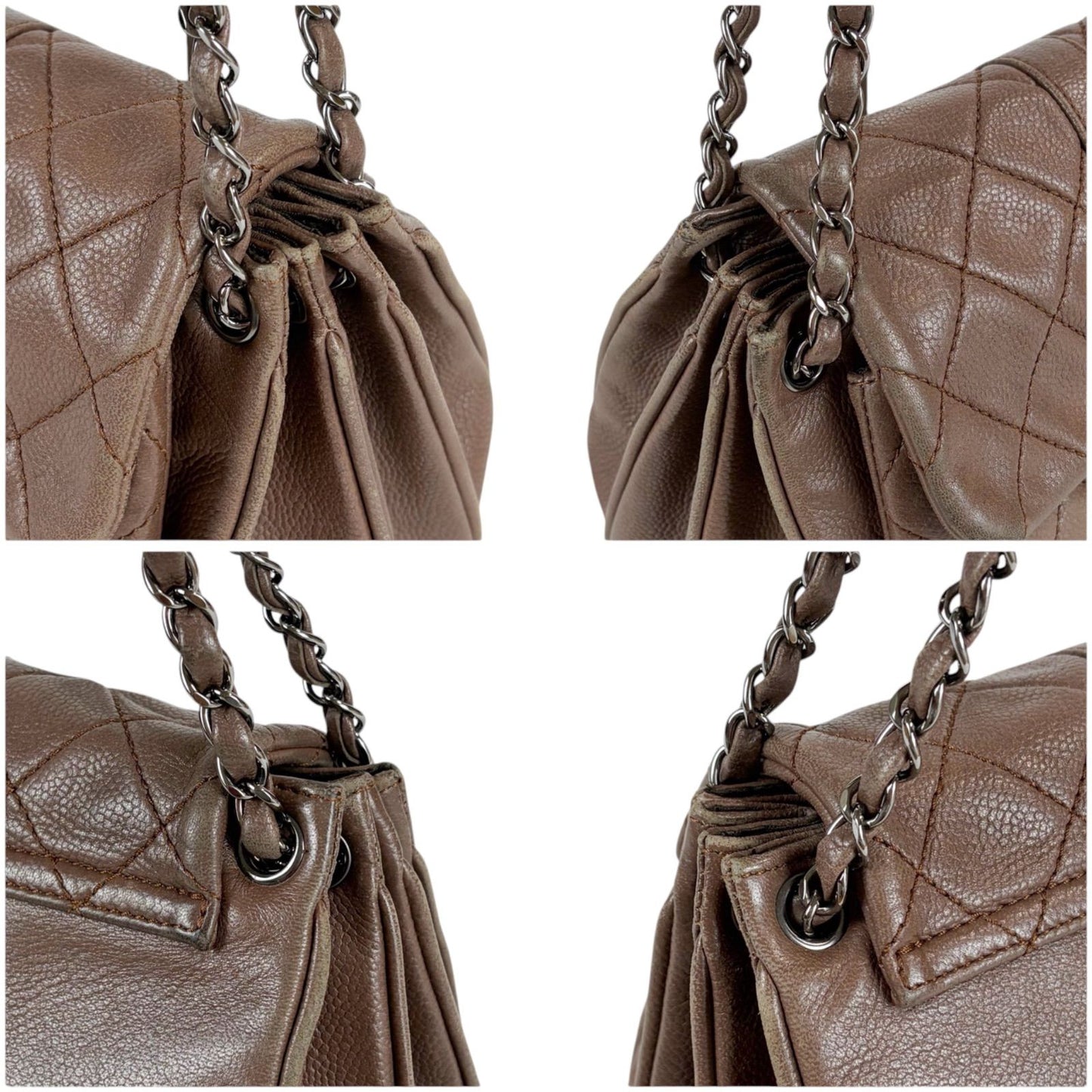 Chanel 2.55 Chain Shoulder Bag Caviar Leather Mademoiselle Lock Quilted Brown — view 5