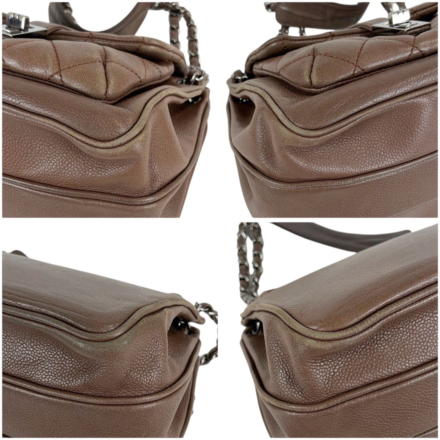 Chanel 2.55 Chain Shoulder Bag Caviar Leather Mademoiselle Lock Quilted Brown — view 6