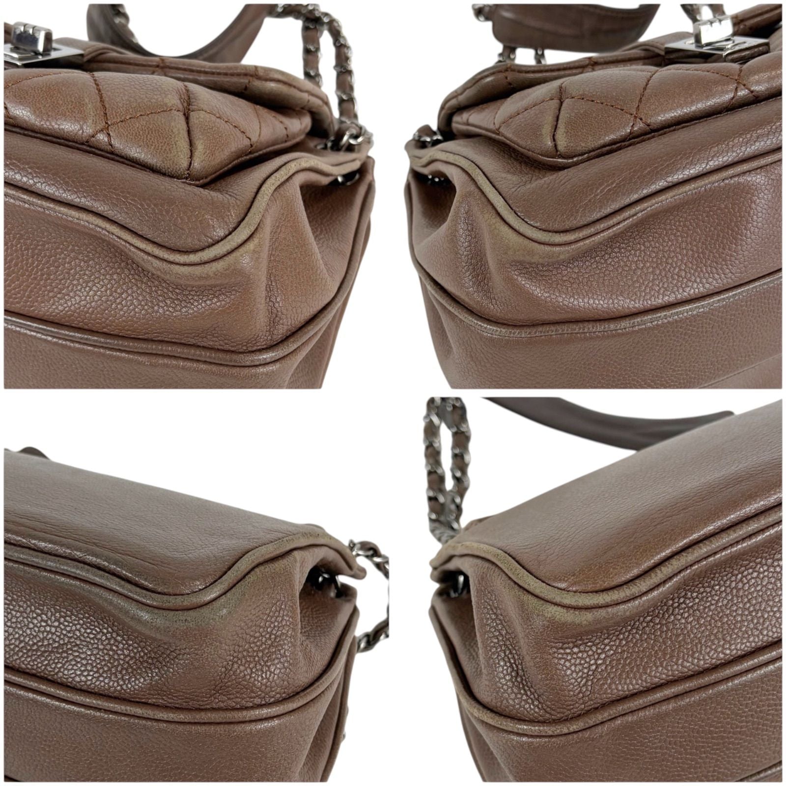 Chanel 2.55 Chain Shoulder Bag Caviar Leather Mademoiselle Lock Quilted Brown — view 6