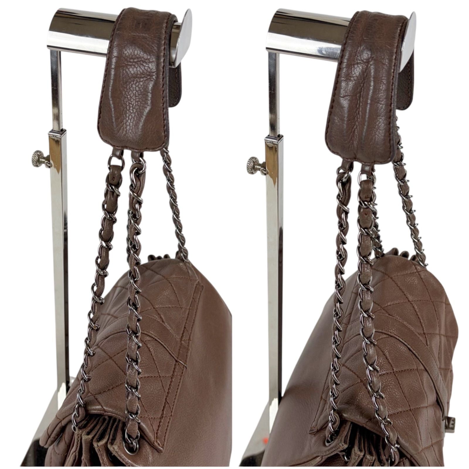 Chanel 2.55 Chain Shoulder Bag Caviar Leather Mademoiselle Lock Quilted Brown — view 7