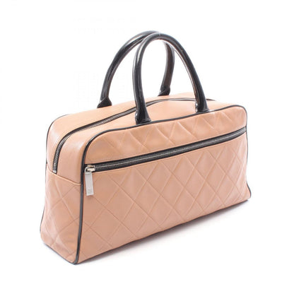 Chanel Tote Quilted Bowling Bag Camel Black Caviar Leather — view 2