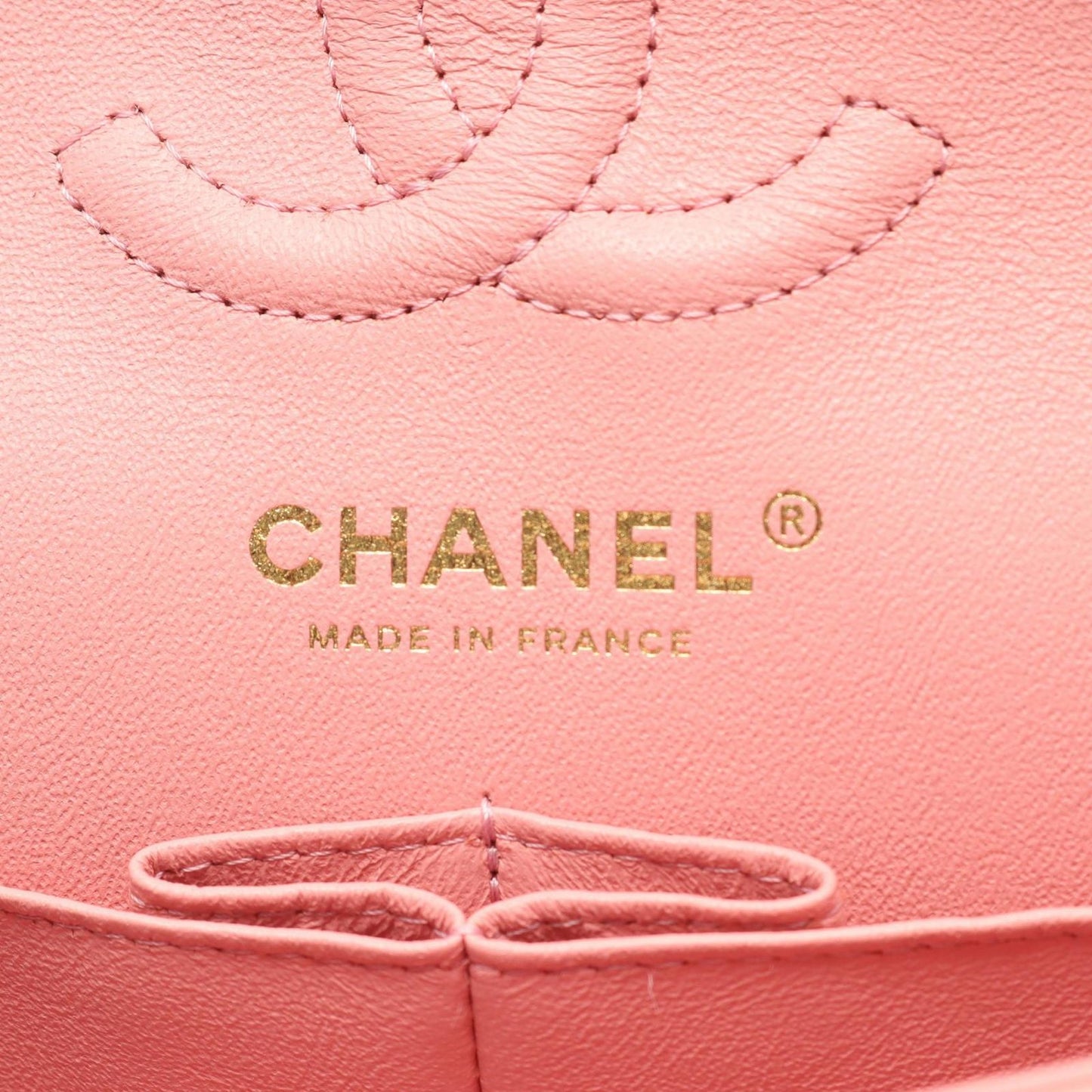 Chanel Shoulder Bag Quilted Double Flap Pink Caviar Leather Chevron V-Stitch — view 4