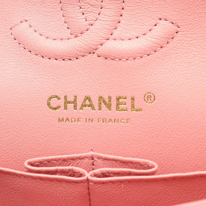 Chanel Shoulder Bag Quilted Double Flap Pink Caviar Leather Chevron V-Stitch — view 4