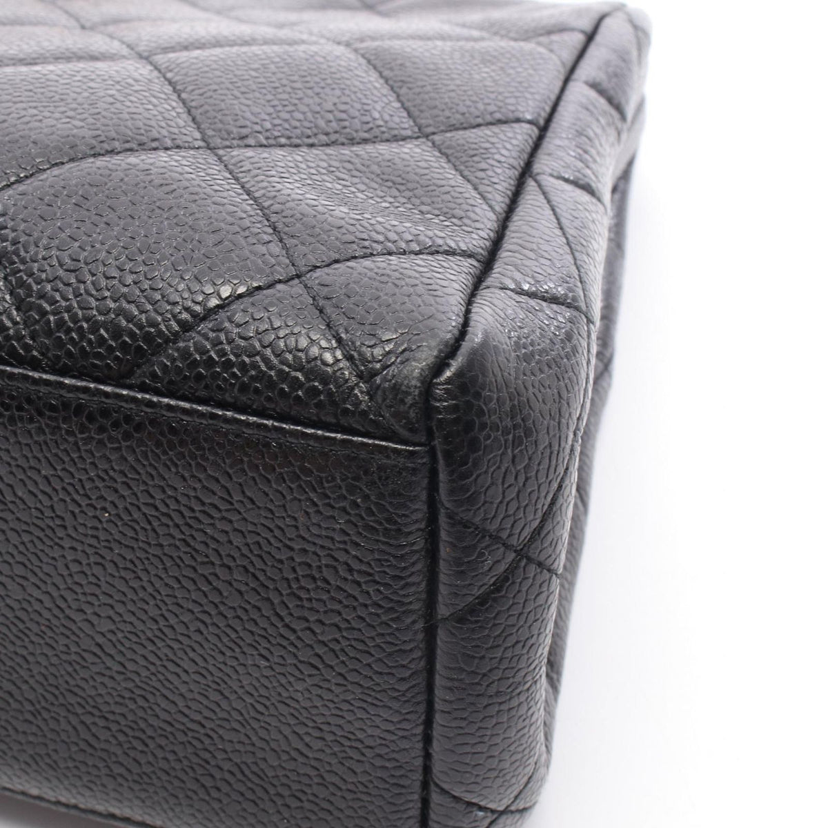 Chanel Handbag Quilted Black Caviar Leather Kiss Lock Chain — view 6