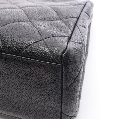 Chanel Handbag Quilted Black Caviar Leather Kiss Lock Chain — view 6