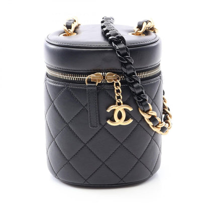 Chanel Shoulder Bag Quilted Small Vanity Black Lambskin Chain