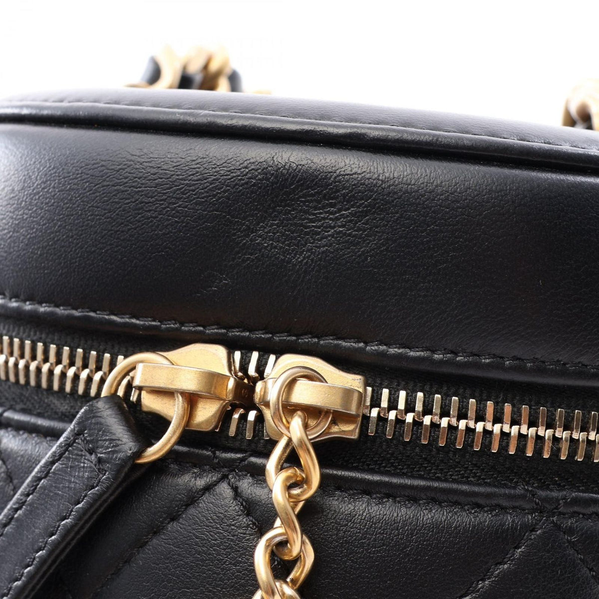 Chanel Shoulder Bag Quilted Small Vanity Black Lambskin Chain — view 7