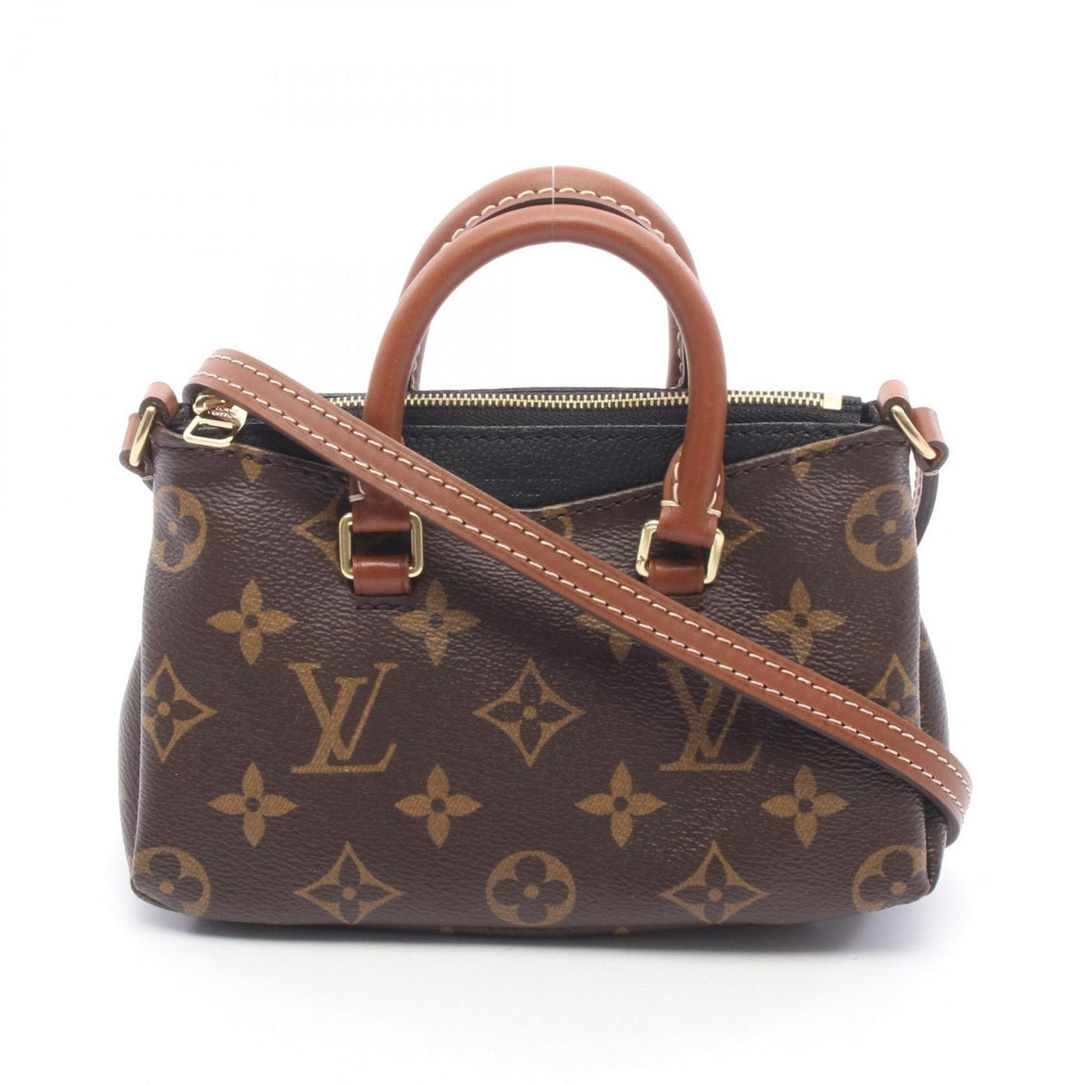 Louis Vuitton Shoulder Bag Nano Pallas 2-Way Noir Canvas Leather