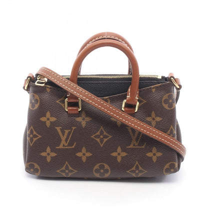 Louis Vuitton Shoulder Bag Nano Pallas 2-Way Noir Canvas Leather