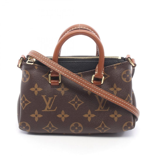 Louis Vuitton Shoulder Bag Nano Pallas 2-Way Noir Canvas Leather