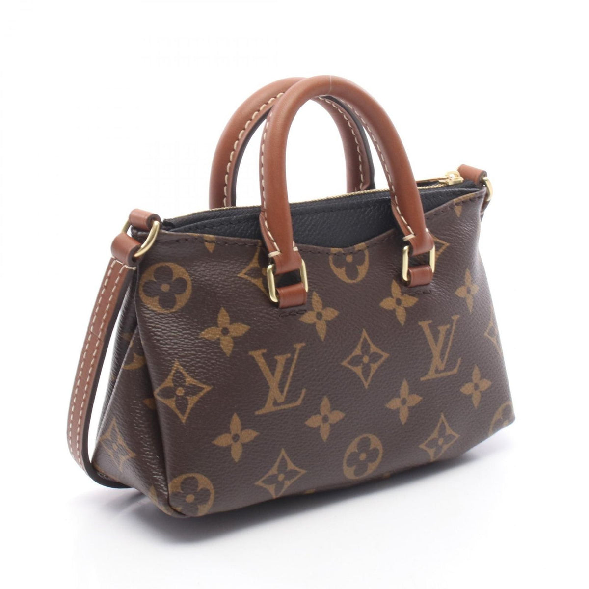 Louis Vuitton Shoulder Bag Nano Pallas 2-Way Noir Canvas Leather — view 2