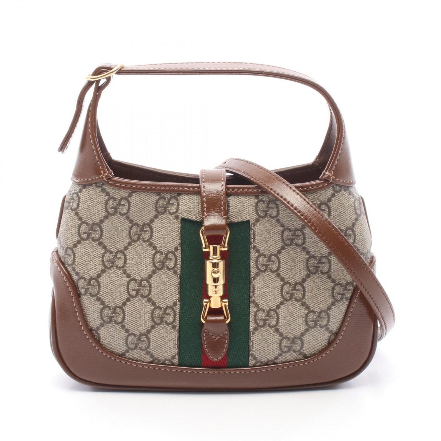Gucci Handbag Jackie GG Supreme 2-Way Beige Brown Canvas Leather Mini Hobo Bag