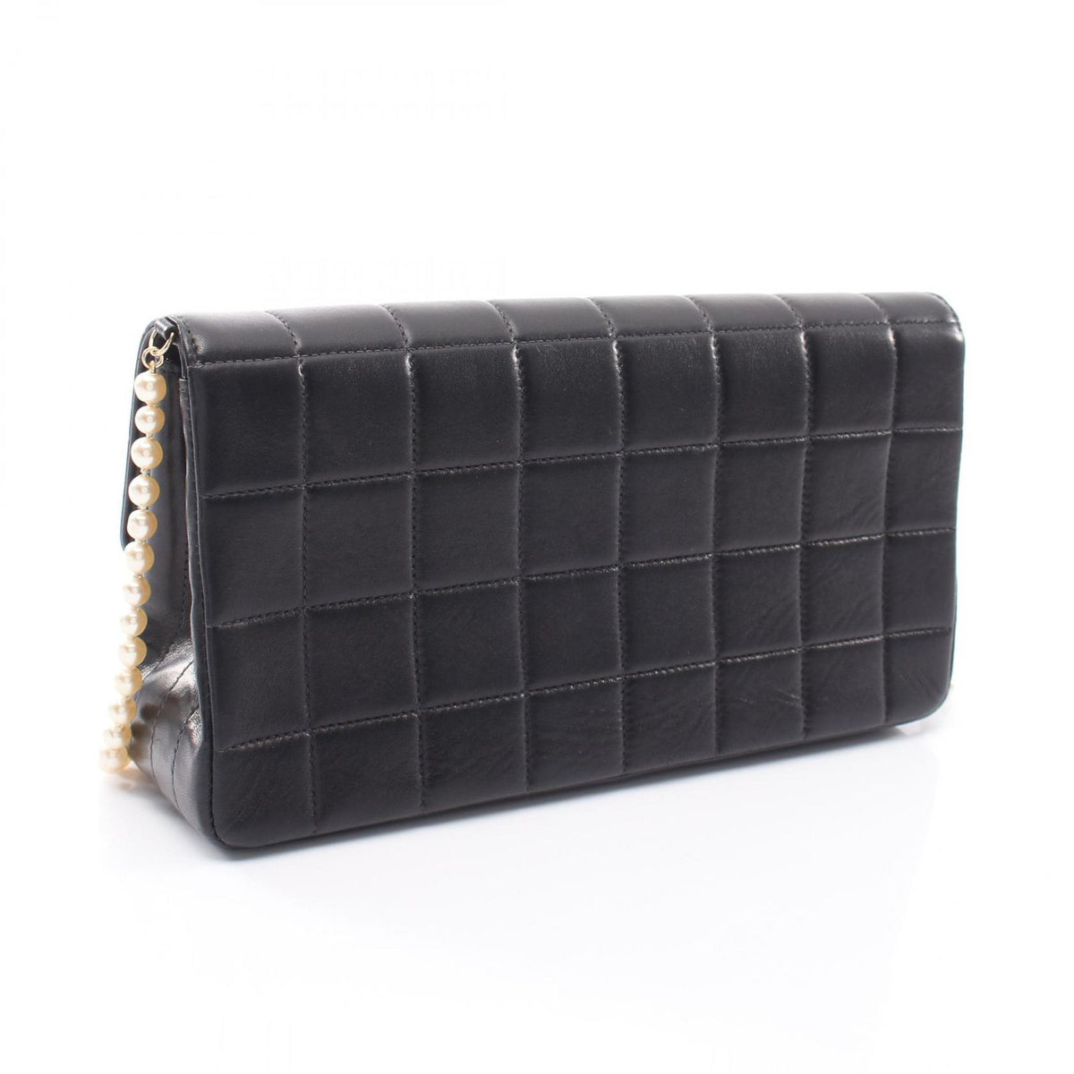 Chanel Shoulder Bag Choco Bar Pearl Chain Black Lambskin — view 2