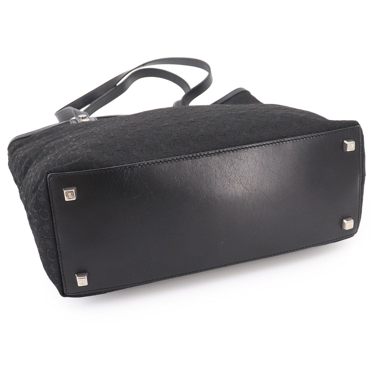 Celine Macadam Tote Bag Canvas Leather Black Gold Vintage Logos — view 4