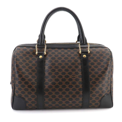 Celine Macadam Boston Hand Bag Leather Black Brown Gold Vintage — view 2