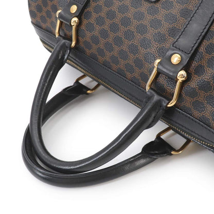 Celine Macadam Boston Hand Bag Leather Black Brown Gold Vintage — view 5