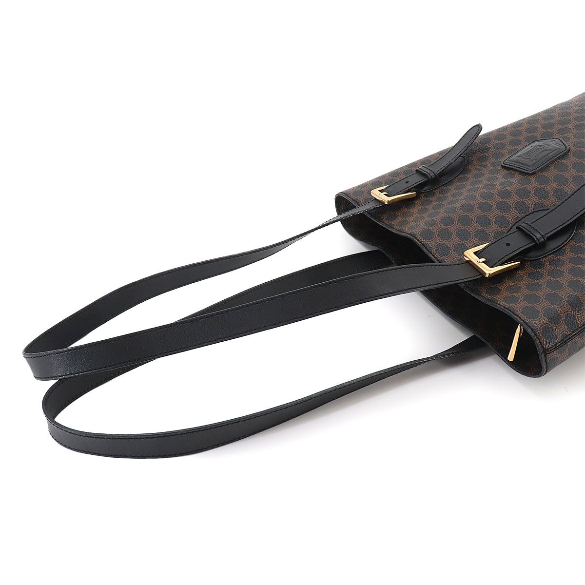 Celine Macadam Tote Bag Black Brown Leather Gold Vintage — view 5