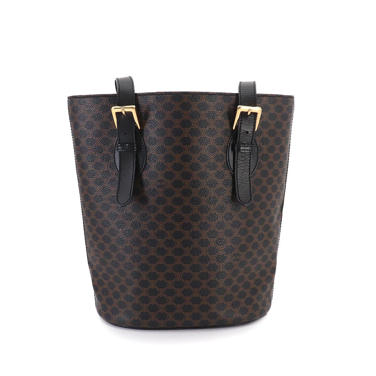 Celine Macadam Tote Bag Black Brown Leather Gold Vintage — view 2