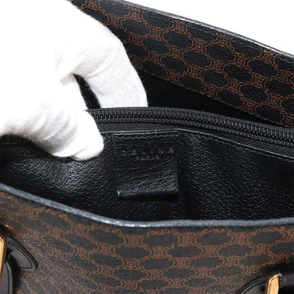 Celine Macadam Tote Bag Black Brown Leather Gold Vintage — view 8